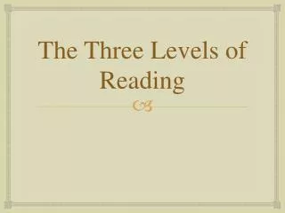 The Three Levels of Reading
