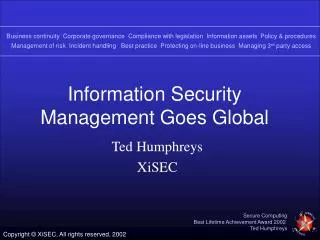 Information Security Management Goes Global