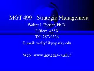 MGT 499 - Strategic Management