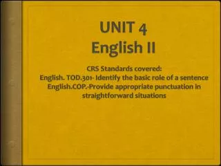 UNIT 4 English II