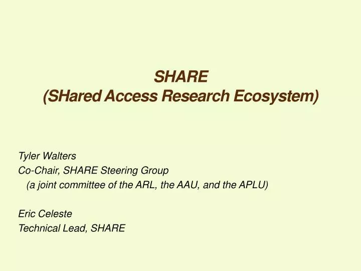 share shared access research ecosystem