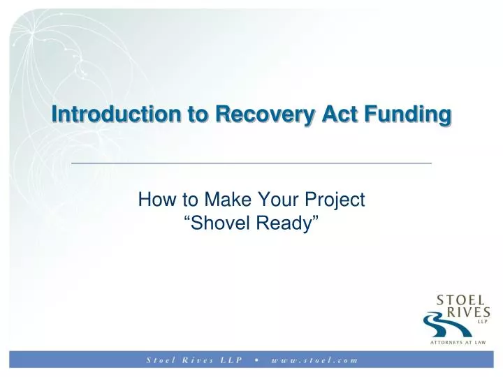 introduction to recovery act funding