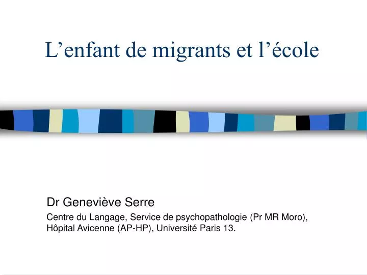 l enfant de migrants et l cole