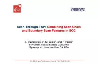 Scan-Through-TAP: Combining Scan Chain and Boundary Scan Features in SOC