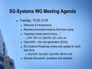 SG-Systems WG Meeting Agenda