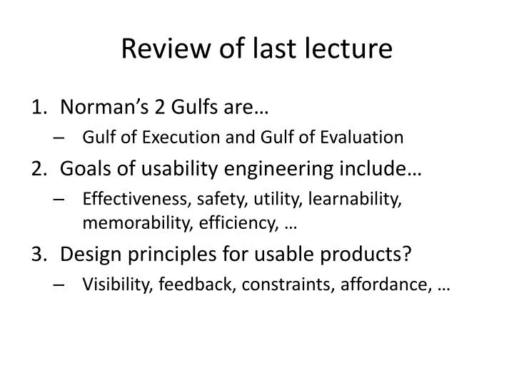 review of last lecture