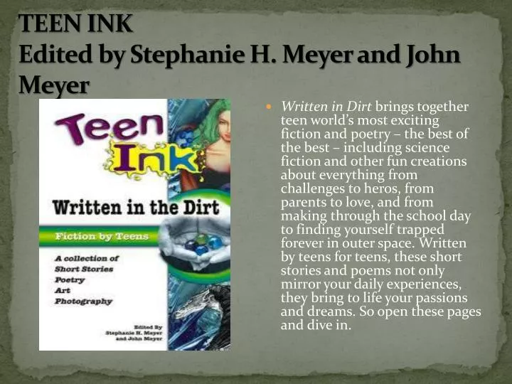 teen ink edited by stephanie h meyer and john meyer