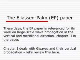 The Eliassen-Palm (EP) paper