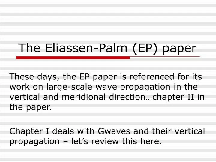 the eliassen palm ep paper