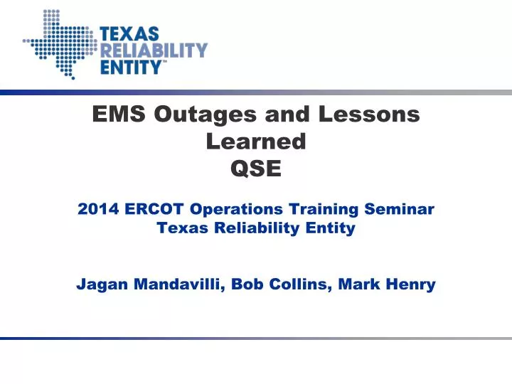 ems outages and lessons learned qse