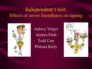 Independent t test: Effects of server friendliness on tipping