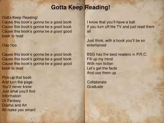 Gotta Keep Reading!