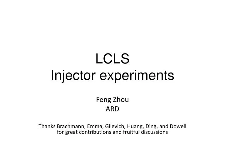 lcls injector experiments