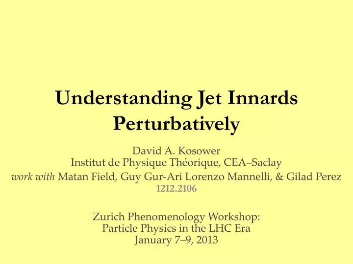 understanding jet innards perturbatively