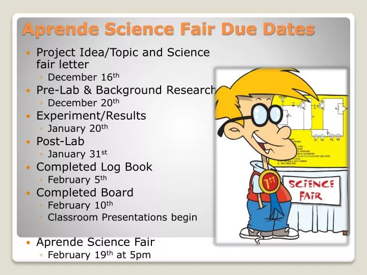 aprende science fair due dates