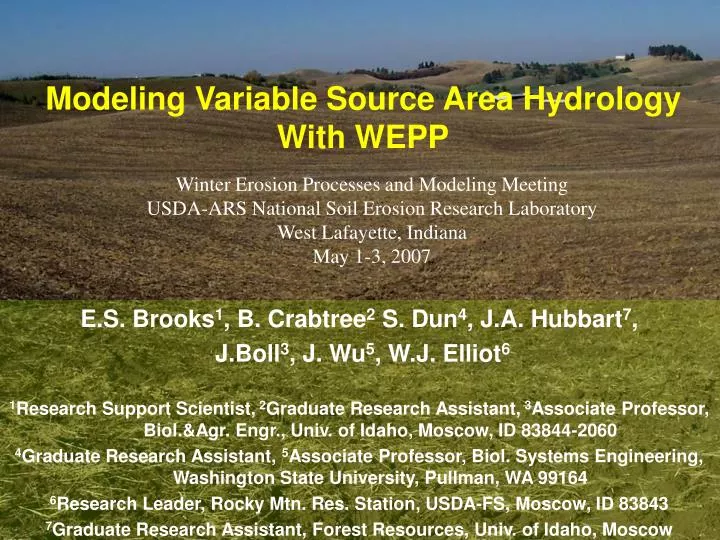 modeling variable source area hydrology with wepp