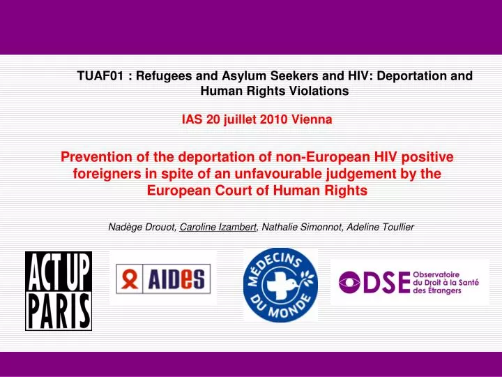 tuaf01 refugees and asylum seekers and hiv deportation and human rights violations