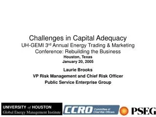 Laurie Brooks VP Risk Management and Chief Risk Officer Public Service Enterprise Group