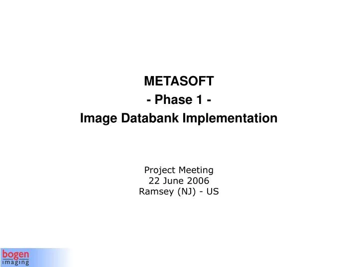 metasoft phase 1 image databank implementation