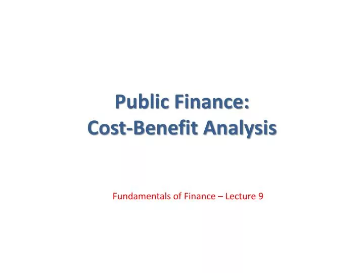 public finance cost benefit analysis