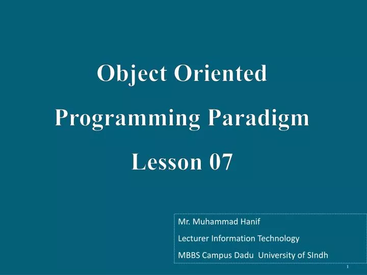 object oriented programming paradigm lesson 07