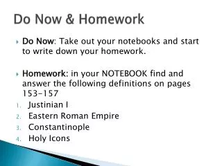 Do Now &amp; Homework