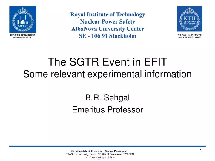 the sgtr event in efit some relevant experimental information