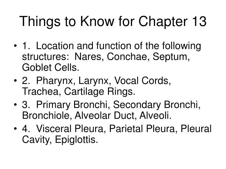 things to know for chapter 13