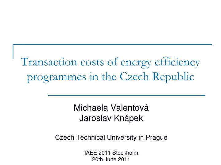 transaction costs of energy efficiency programmes in the czech republic