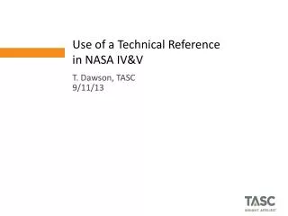 use of a technical reference in nasa iv v