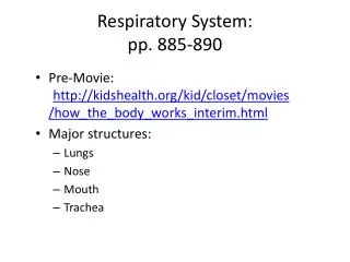 Respiratory System: pp. 885-890