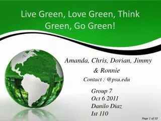 Live Green, Love Green, Think Green, Go Green!
