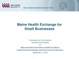 Maine Health Exchange for Small Businesses