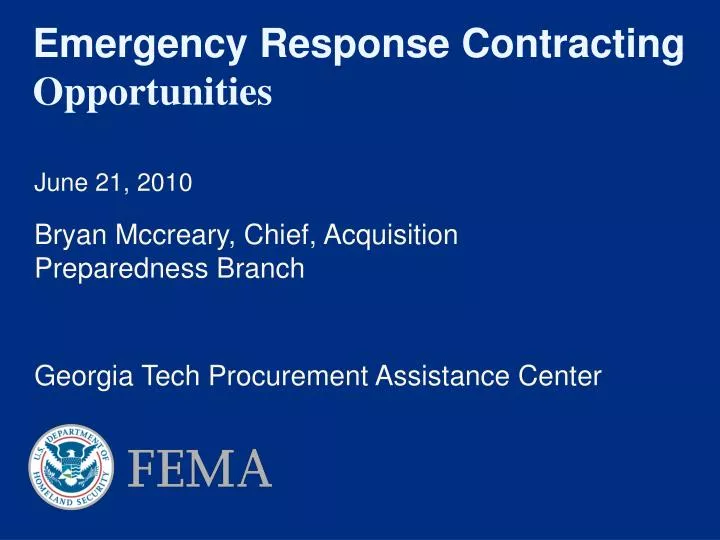 emergency response contracting opportunities