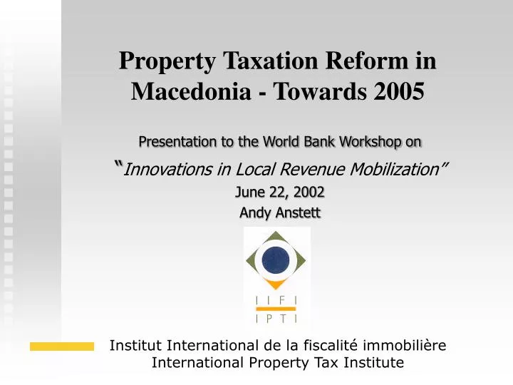 property taxation reform in macedonia towards 2005