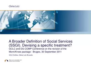 A Broader Definition of Social Services (SSGI). Devising a specific treatment?