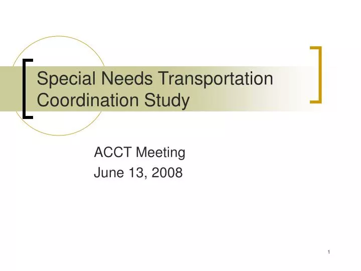 special needs transportation coordination study