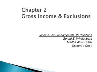 Chapter 2 Gross Income &amp; Exclusions