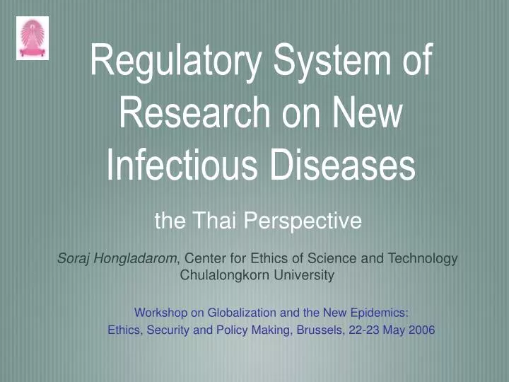 regulatory system of research on new infectious diseases