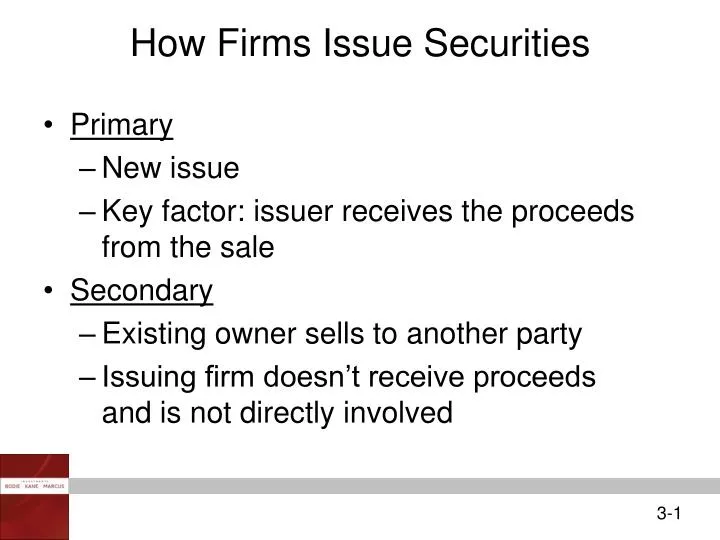 how firms issue securities