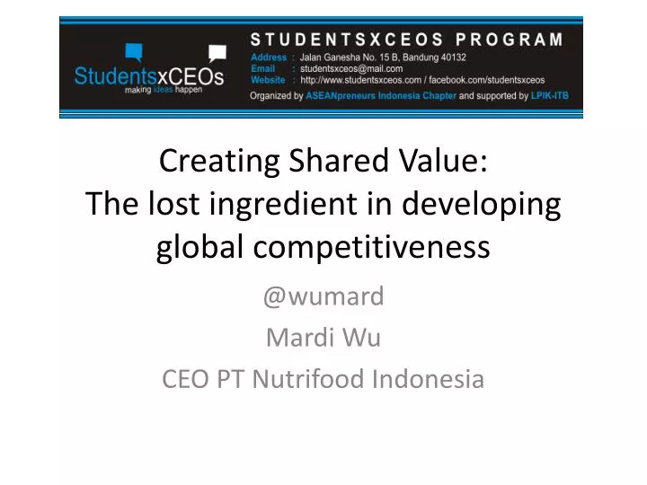 creating shared value the lost ingredient in developing global competitiveness