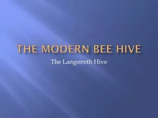 The Modern Bee Hive