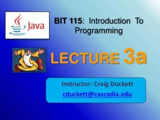 BIT 115 : Introduction To Programming LECTURE 3a