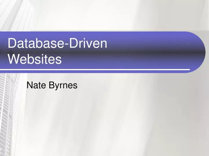database driven websites