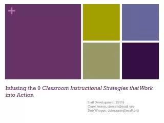 Infusing the 9 Classroom Instructional Strategies that Work into Action