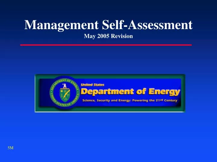 management self assessment may 2005 revision