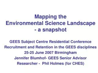 Mapping the Environmental Science Landscape - a snapshot