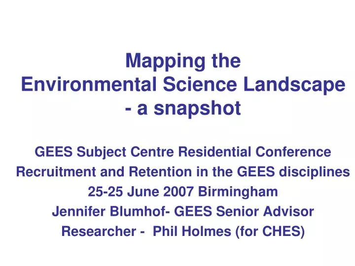 mapping the environmental science landscape a snapshot