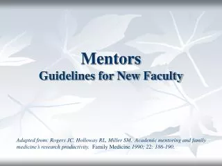 Mentors Guidelines for New Faculty