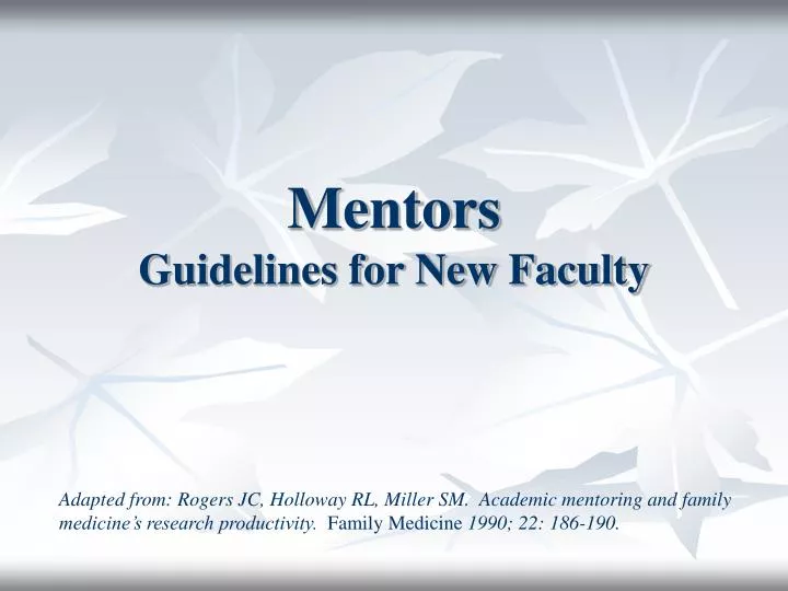 mentors guidelines for new faculty
